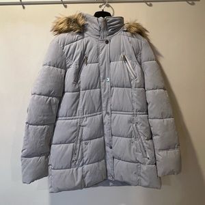 A.N.A Baby Blue Crush Soft winter Fur Hooded Parka jacket coat (like NEW)